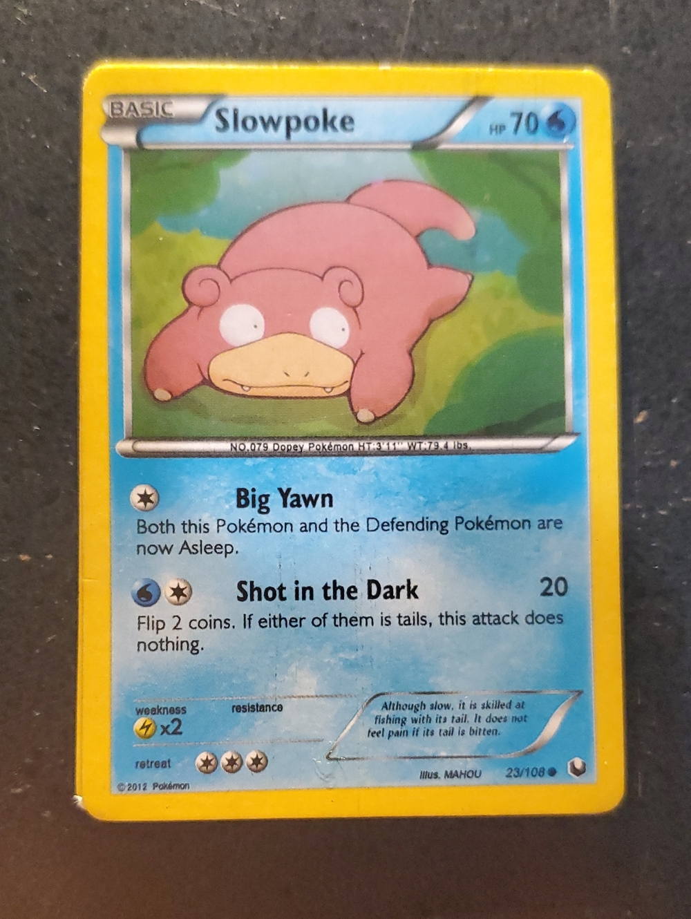Pokemon Slowpoke Card Yellow Border Blue Playmat Art